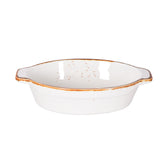 Oval Plate with handles, White